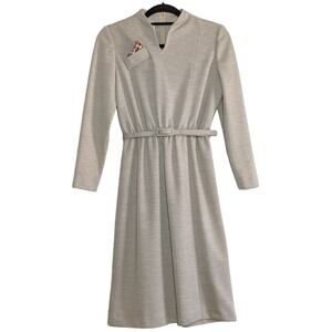 Vintage 80s LF Petite dress midi gray belted